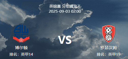 周二001 英锦标赛 博尔顿 VS 罗瑟汉姆